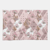 Roze/Roos Patchwork Keukenhanddoek (Horizontaal)