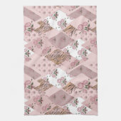 Roze/Roos Patchwork Keukenhanddoek (Verticaal)