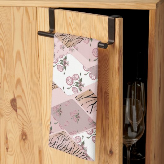 Roze/Roos Patchwork Keukenhanddoek (Derde Gevouwen)