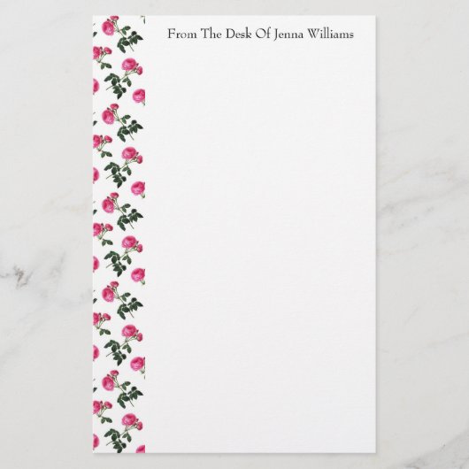 Roze roos patroon briefpapier (Voorkant)