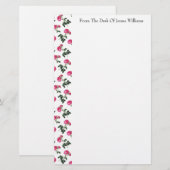 Roze roos patroon briefpapier (Voorkant / Achterkant)