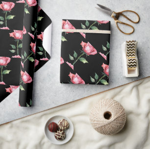 Roze Roos Patroon Cadeaupapier