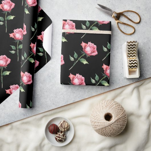 Roze Roos Patroon Cadeaupapier (Crafts)