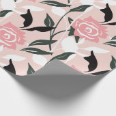 Roze roos patroon cadeaupapier (Hoek)
