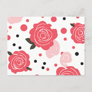 Roze roos patroon feestdagenkaart