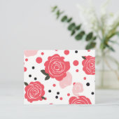Roze roos patroon feestdagenkaart (Staand voorkant)