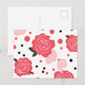 Roze roos patroon feestdagenkaart (Voorkant / Achterkant)