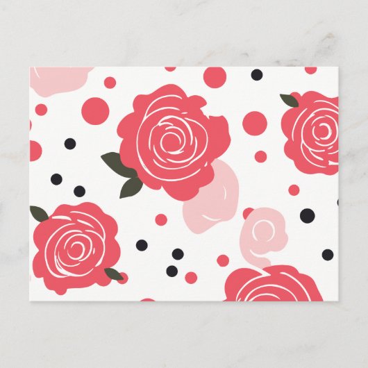 Roze roos patroon feestdagenkaart (Voorkant)
