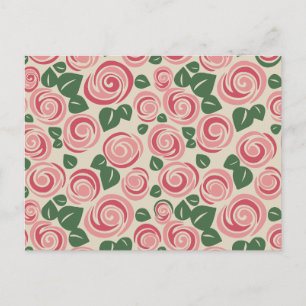 Roze roos patroon feestdagenkaart
