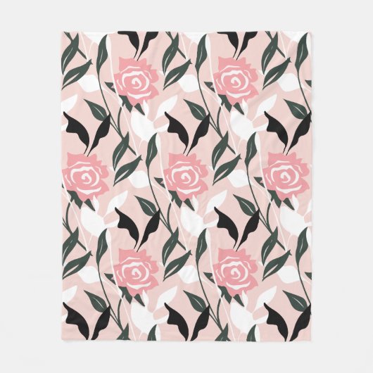 Roze roos patroon fleece deken (Voorkant)