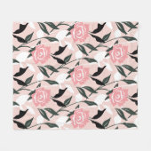 Roze roos patroon fleece deken (Voorkant (Horizontaal))