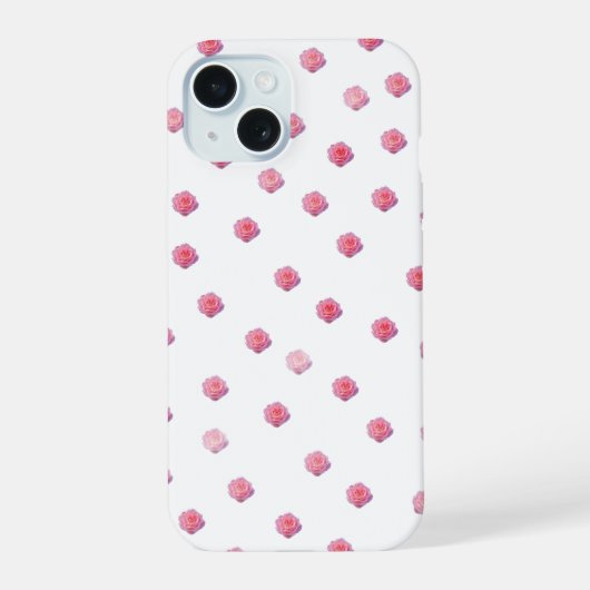 Roze Roos Patroon Hoesje iPhone 15 Case (Achterkant)