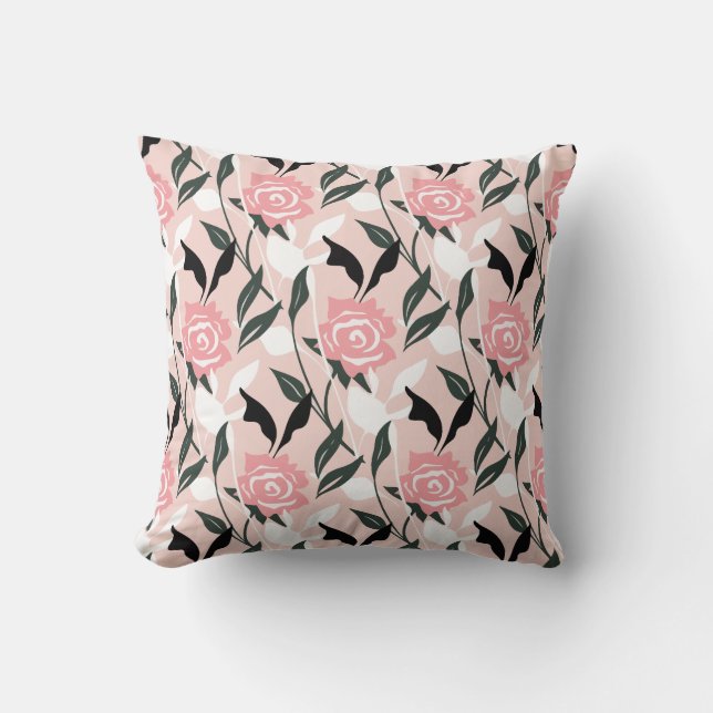 Roze roos patroon kussen (Voorkant)