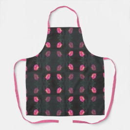 Roze roos patroon met roze band schort