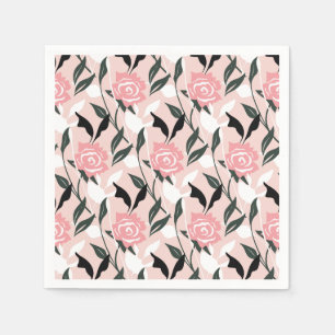 Roze roos patroon servet