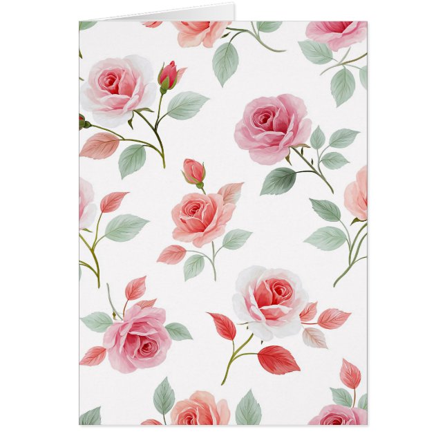 Roze roos patroon, zachte kleur, (Voorkant)