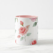 Roze roos patroon, zachte kleur, mok (Midden)