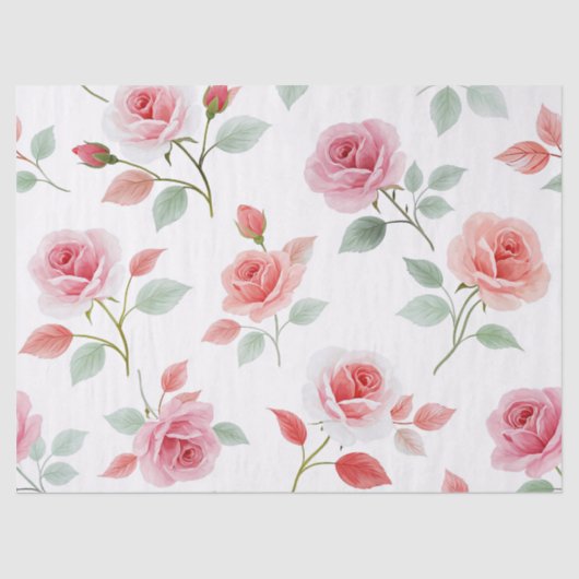 Roze roos patroon, zachte kleur, tissuepapier (Voorkant)