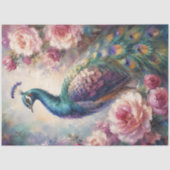 Roze Roos Pauw Decoupage Tissuepapier (Voorkant)