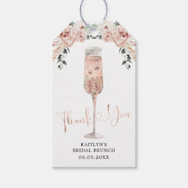 Roze Roos Petals en Prosecco Dank u Label Cadeaulabel