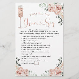 Roze Roos Petals en Prosecco Groom Say Game