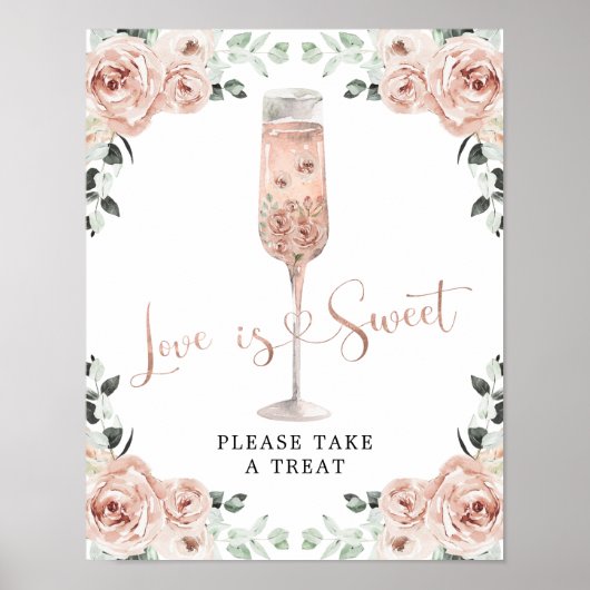 Roze Roos Petals Prosecco Love is Sweet Poster (Voorkant)