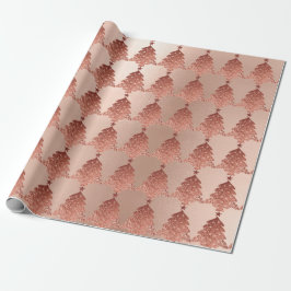 Roze Roos Poeder Gouden Blush Kerstboom Cadeaupapier