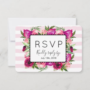 Roze Roos & Poppy Bloemen Boeket Bruiloft RSVP