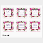 Roze Roos & Poppy Bloemen Boeket Business Website Vierkante Sticker (Vel)