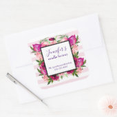 Roze Roos & Poppy Bloemen Boeket Business Website Vierkante Sticker (Envelop)