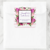 Roze Roos & Poppy Bloemen Boeket Business Website Vierkante Sticker (Tas)