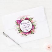 Roze Roos & Poppy Bloemen Boeket Kaars Business Ronde Sticker (Envelop)