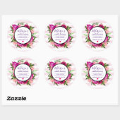 Roze Roos & Poppy Bloemen Boeket Kaars Business Ronde Sticker (Vel)