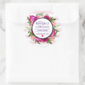 Roze Roos & Poppy Bloemen Boeket Kaars Business Ronde Sticker (Tas)