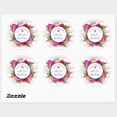 Roze Roos & Poppy Floral Design Handgemaakt met Li Ronde Sticker (Vel)