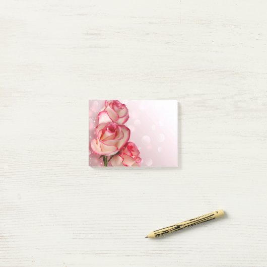 Roze Roos Post-it® Notes (Op bureau)