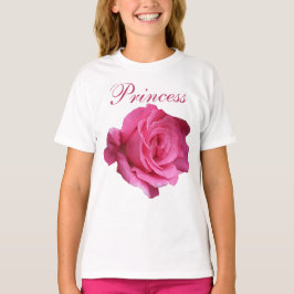 roze roos prinses bloemenlief meisjesplezier t-shirt