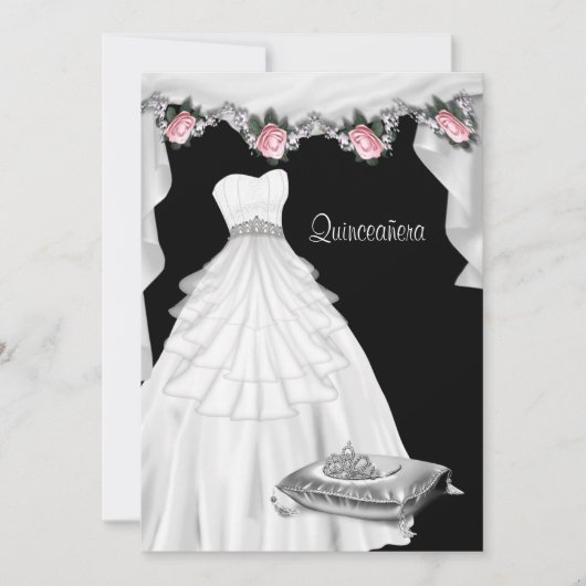 Roze Roos Prinses Quinceanera Kaart (Voorkant)