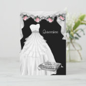 Roze Roos Prinses Quinceanera Kaart (Staand voorkant)