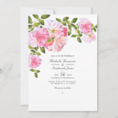 Roze Roos QR Code RSVP Tuinbruiloft Kaart (Voorkant)