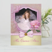 Roze Roos Quinceanera Kaart (Staand voorkant)