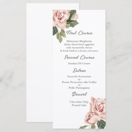 Roze roos quinceañera Menu Sjabloon (Voorkant / Achterkant)