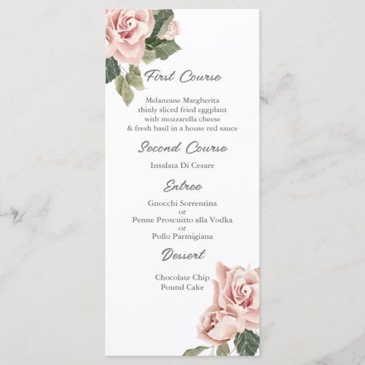 Roze roos quinceañera Menu Sjabloon (Voorkant)