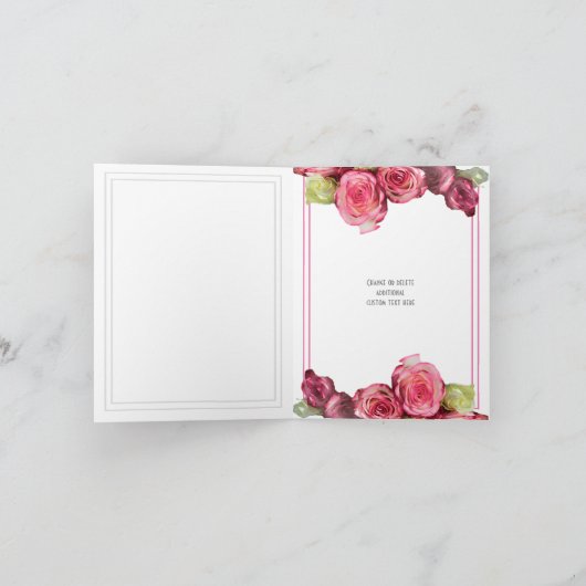 Roze roos rand bloemige bruiloft (Binnen)