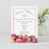 Roze roos rand zomer vrijgezellenfeest kaart (Staand voorkant)