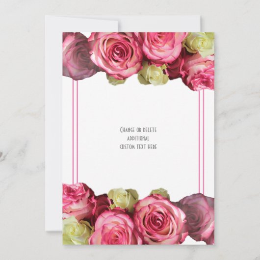 Roze roos rand zomer vrijgezellenfeest kaart (Achterkant)