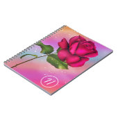 Roze Roos Regenboogpasta Floral Notitieboek (Linkerzijde)
