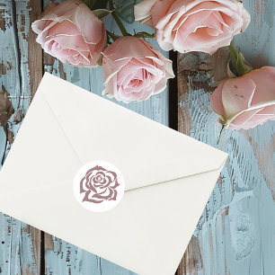 Roze Roos Regency Stammen Ronde Sticker