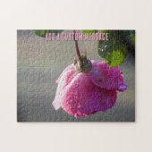 Roze Roos Regendruppel Legpuzzel (Horizontaal)