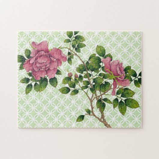  Roze Roos Retro Art Legpuzzel (Horizontaal)